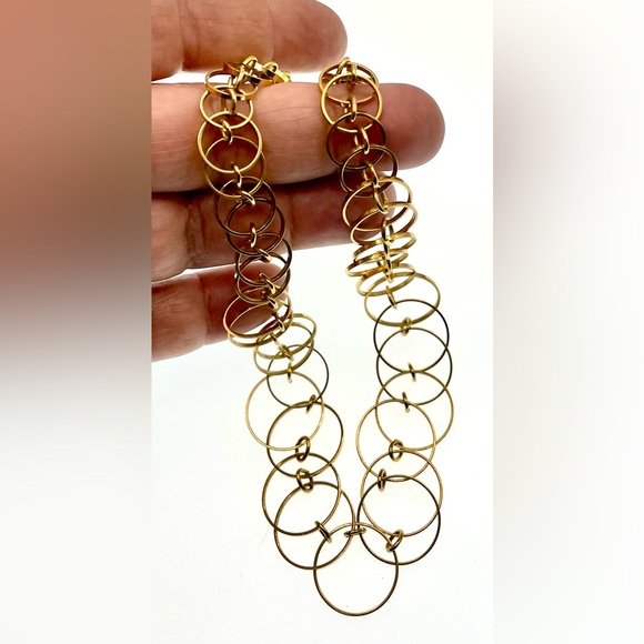 Vintage Unique Gold Tone Graduating Linked Ring Necklace Choker - Picture 8 of 9
